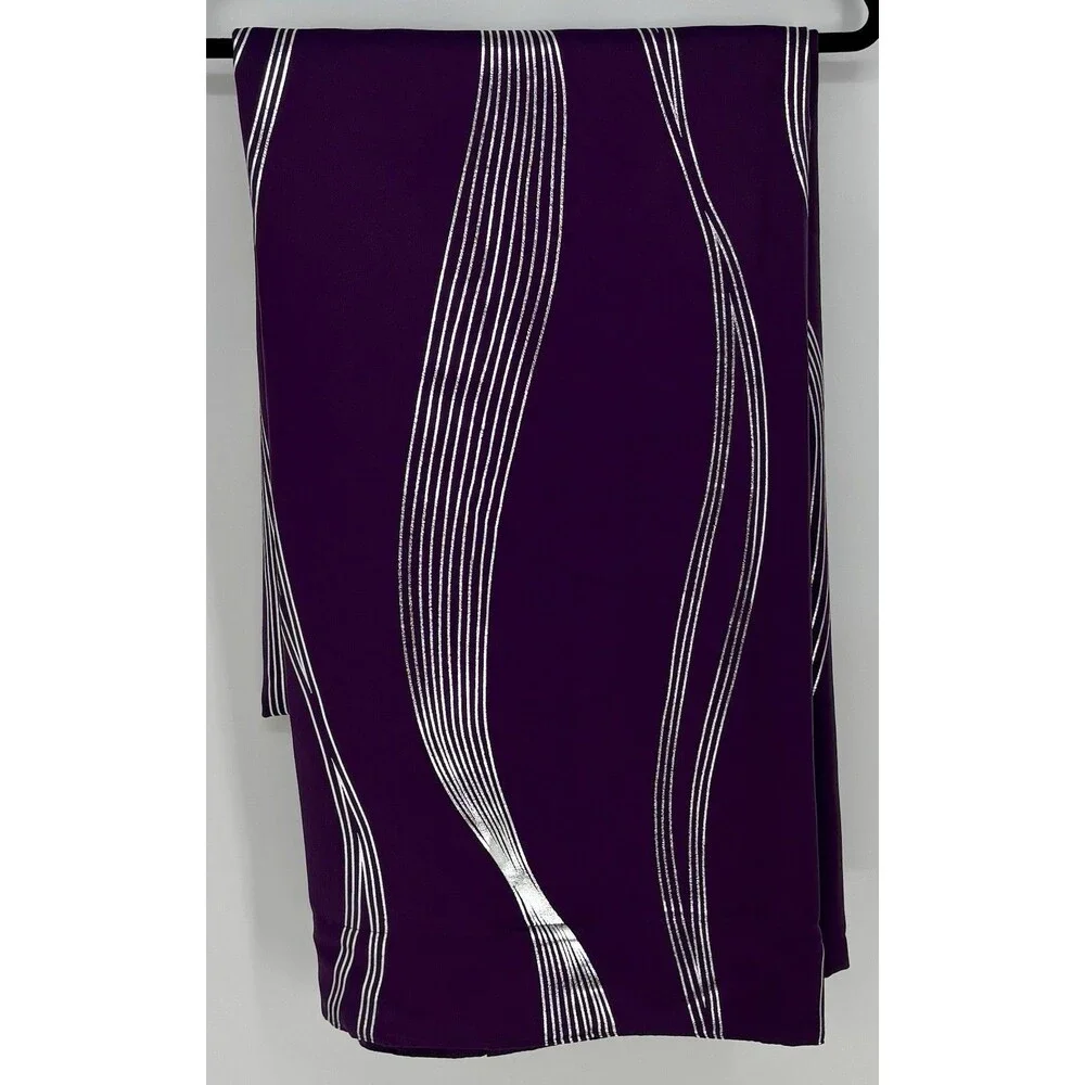 Deconovo Purple Grape Silver Wave Blackout Curtains 52x90 Back Tab Pair New
